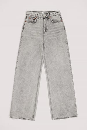Light Grey Jean large à taille haute