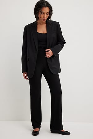 Black Pantalon en maille côtelée taille haute