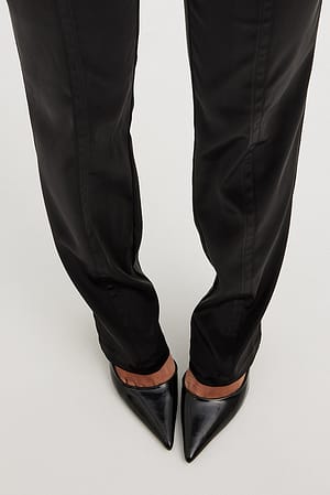 Black Pantalon taille haute en tissu satiné