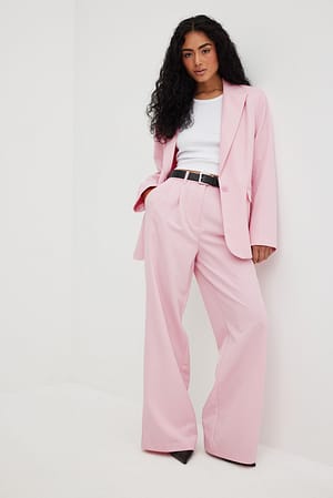 Light Pink Pantalon à taille haute