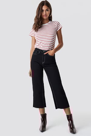 Midnight Black Highwaist Denim Culotte