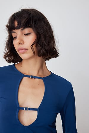 Navy Haut en jersey avec boucle