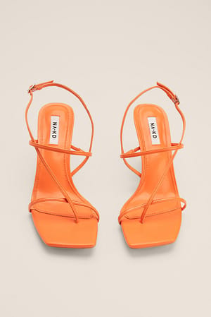 Orange Chaussures à talons avec bride