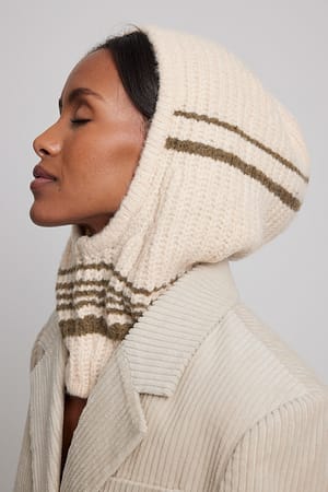 Beige/Green Cagoule en maille