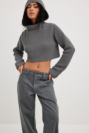 Grey Pull en maille avec cagoule