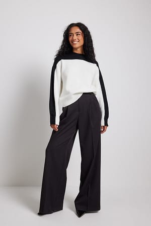 Black/White Pull effet color block en maille