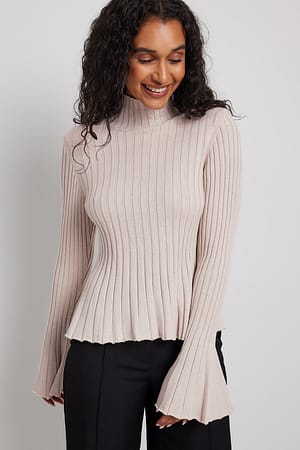 Light Beige Haut volanté en maille