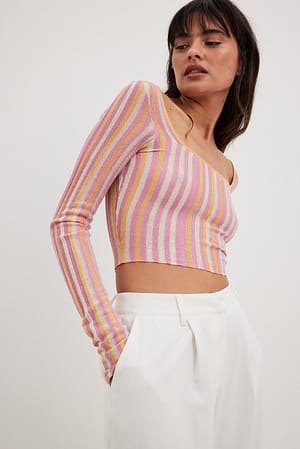 Stripe Haut à manches longues en maille