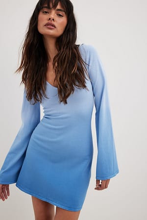 Blue Ombre Mini robe tricotée