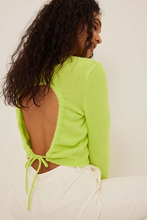 Lime Pull en tricot à dos ouvert