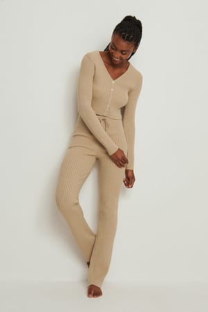 Nougat Pantalon en tricot côtelé