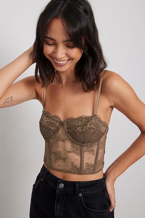 Brown Haut style brassière, dentelle