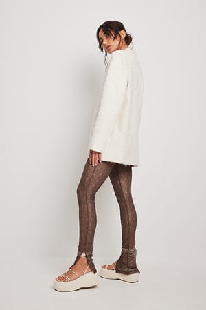 Brown Legging fendu en dentelle