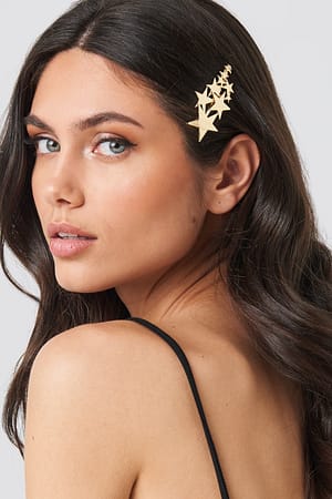 Gold NA-KD Accessories Layered Star Hair Clip