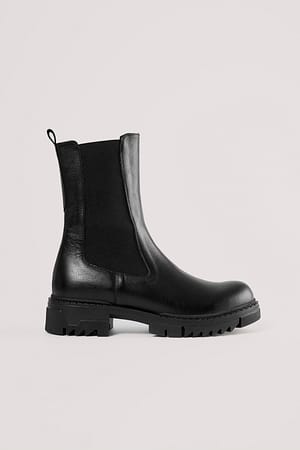 Black Bottines en cuir