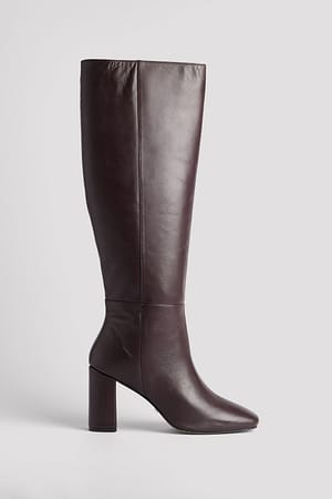 Brown Bottes hautes en cuir