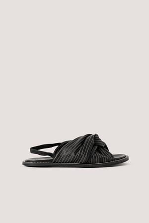 Black NA-KD Shoes Sandales Nouées En Cuir Avec Couture