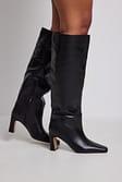 Black Bottes en cuir à tige large