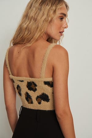 Leopard Débardeur court en tricot