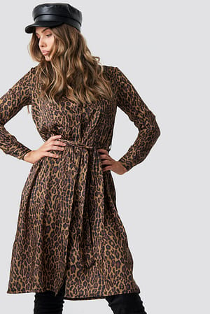 Leopard Leopard Print Satin Dress