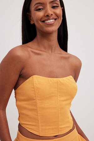 Orange Haut style corset en lin mélangé