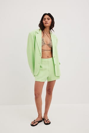 Green Short en lin mélangé à taille haute