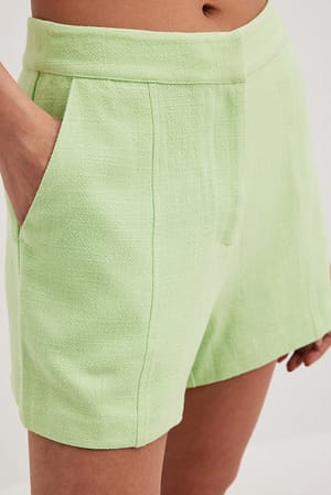 Green Short en lin mélangé à taille haute