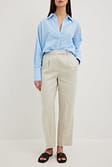 Beige Pantalon court en lin