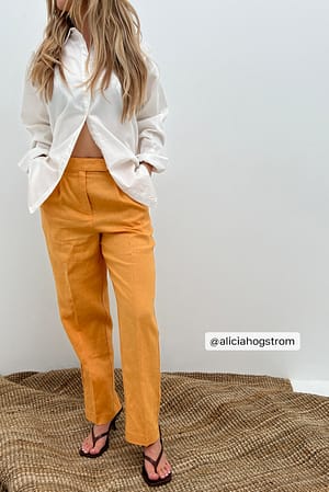 Orange Pantalon court en lin