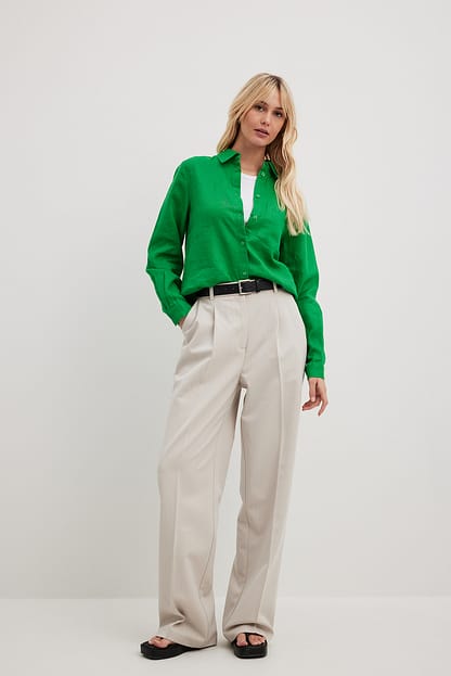 Dark Green Chemise en lin