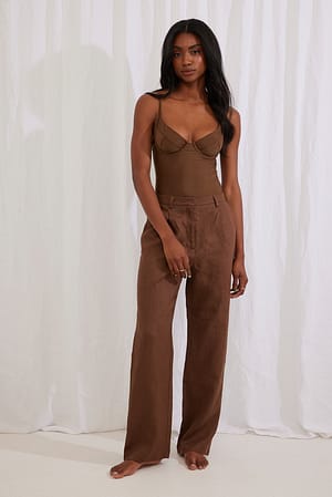 Brown Linen Suit Trousers