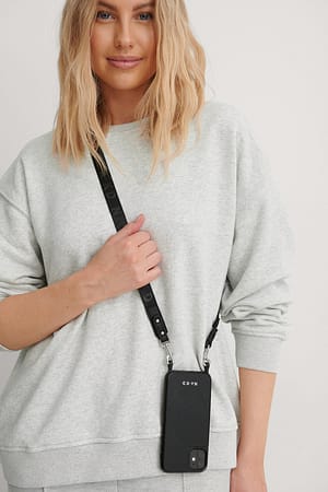 Black NA-KD Accessories Logo Strap Phone Case