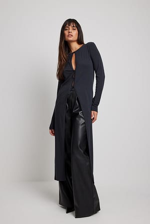 Black Cardigan long boutonné