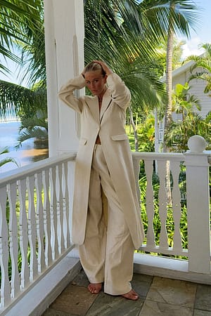 Light Beige Blazer en lin mélangé
