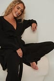 Black Cardigan cache-cœur long en maille