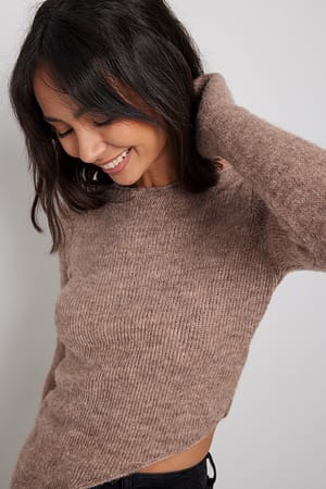Dark Beige Haut asymétrique à manches longues