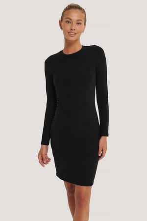 Black NA-KD Basic Robe Souple À Manches Longues