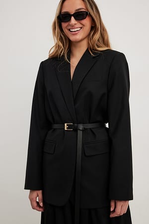 Black Ceinture longue fine