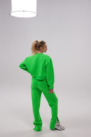 Bright Green Pantalon de survêtement long à fentes