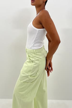 Light Green Pantalon cargo coupe ample
