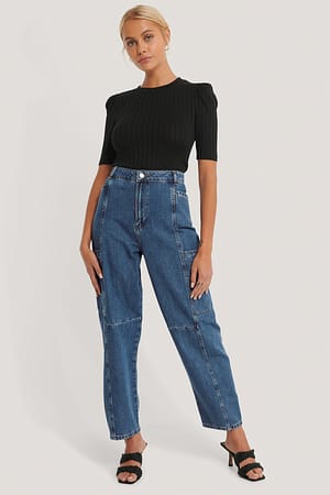 Mid Blue NA-KD Reborn Jean jambe large