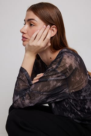 Washed Grey Haut ample en tulle