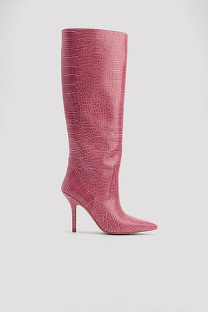 Pink Bottes à talon aiguille et tige ample