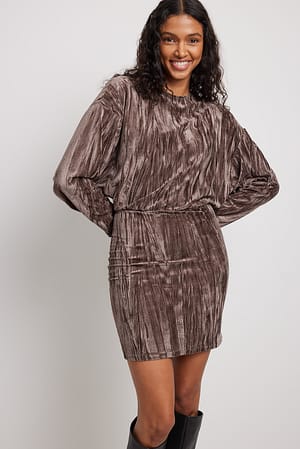 Brown Robe courte ample en velours