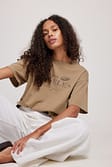 Beige T-shirt oversize à imprimé Los Angeles