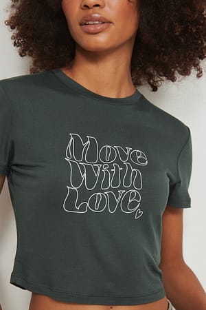 Dark Grey Tee-shirt imprimé Love