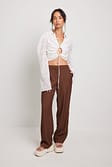 Brown Pantalon de costume droit taille basse recyclé