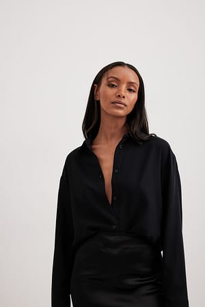 Black Chemise fluide en mousseline à manches longues
