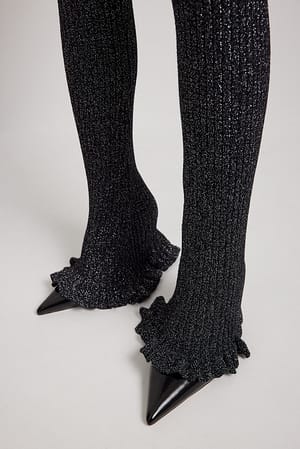 Black Pantalon large en maille lurex