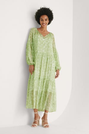 Watercolor Green Recyclée robe Maxi transparente